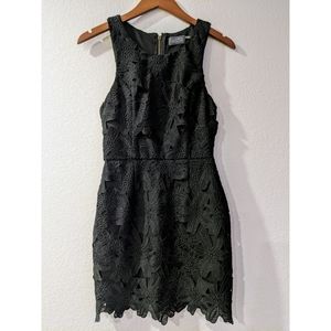 ASTR | Sleeveless Floral Lace Dress - Black, Size Small